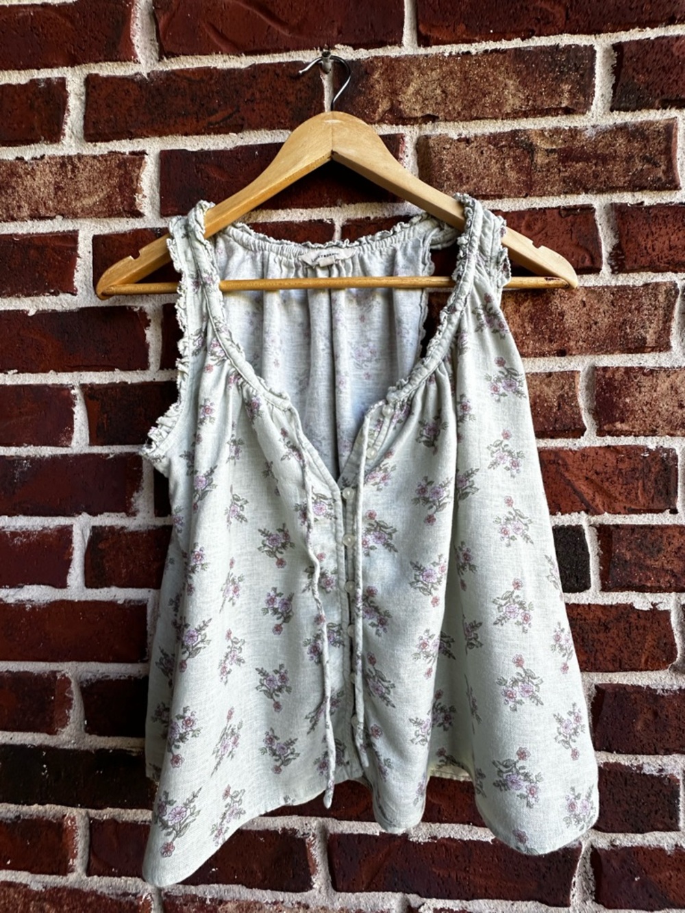 Lucky Brand Light Sage Floral Button-Front Camisole